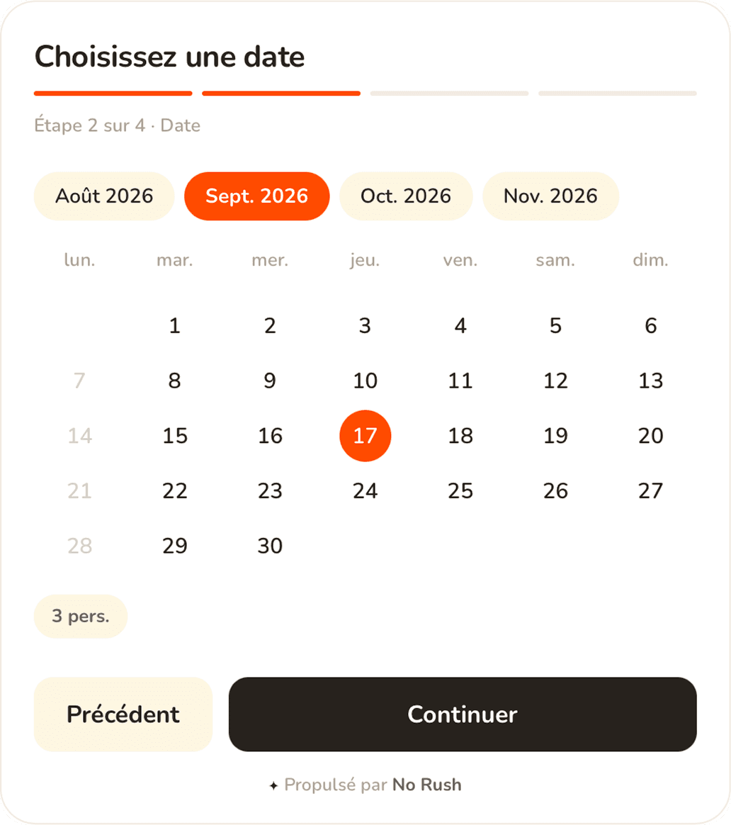 Widget réservation de table étape 2